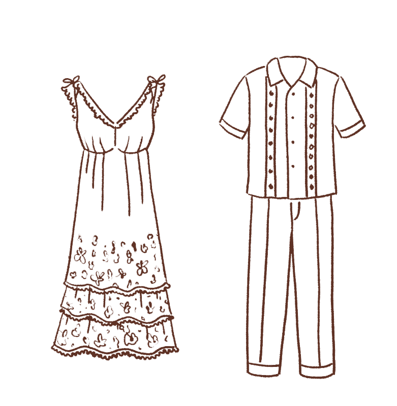 picture of a festive outfit for man and woman each
